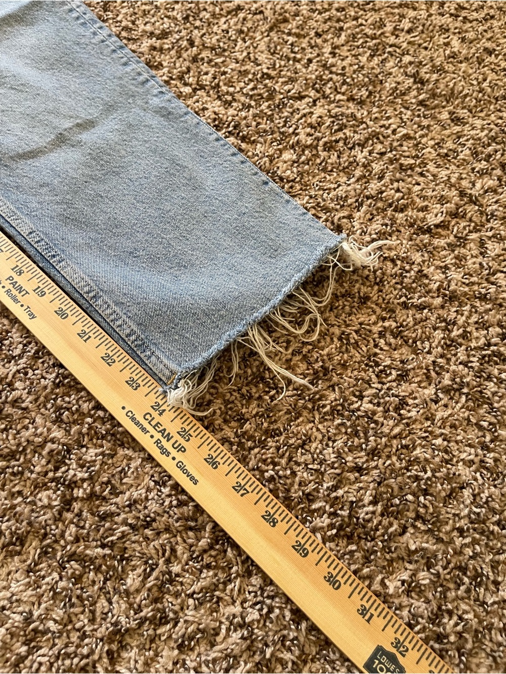 Topshop High Rise Straight Leg Jeans Size 30 Light Wash Raw Hem Frayed Denim - Picture 4 of 6